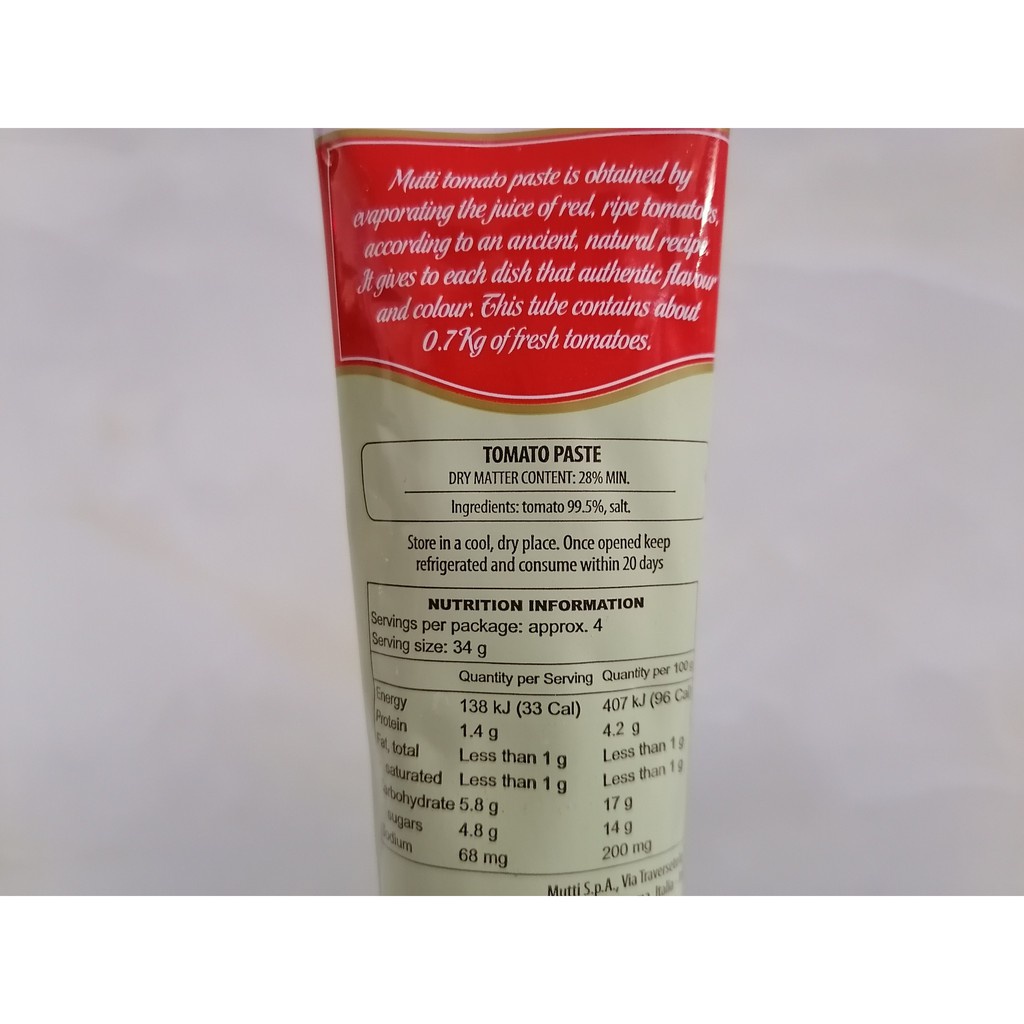 Xốt cà chua đậm đặc Tuýt 130g - Tomato Paste Double Concentrated Mutti