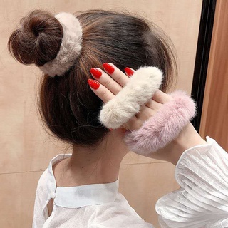 Dây cột tóc phủ bông màu trơn phong cách hàn quốc dễ thương cho nữ