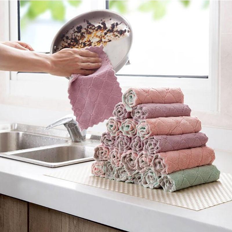 Khăn lau bếp hai lớp microfiber dày dặn chất lượng cao