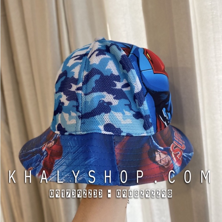 Nón Mũ Vành Tai Bèo BUCKET lính hình Superman - Ironman - Batman nổi 3D siêu ngầu cho bé trai