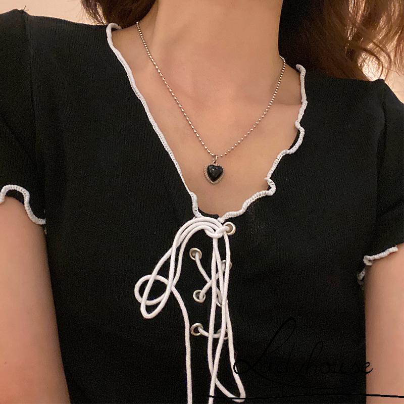 Vòng cổ mặt trái tim màu đen thời trang cho nữ
