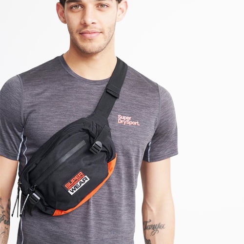 Túi Đeo Ngực Đen Hông Bao Tử Sup.erdry Sport Bum Bag Chất vải trượt nước 2 lớp kháng nước tốt Bảo Hành Trọn Đời