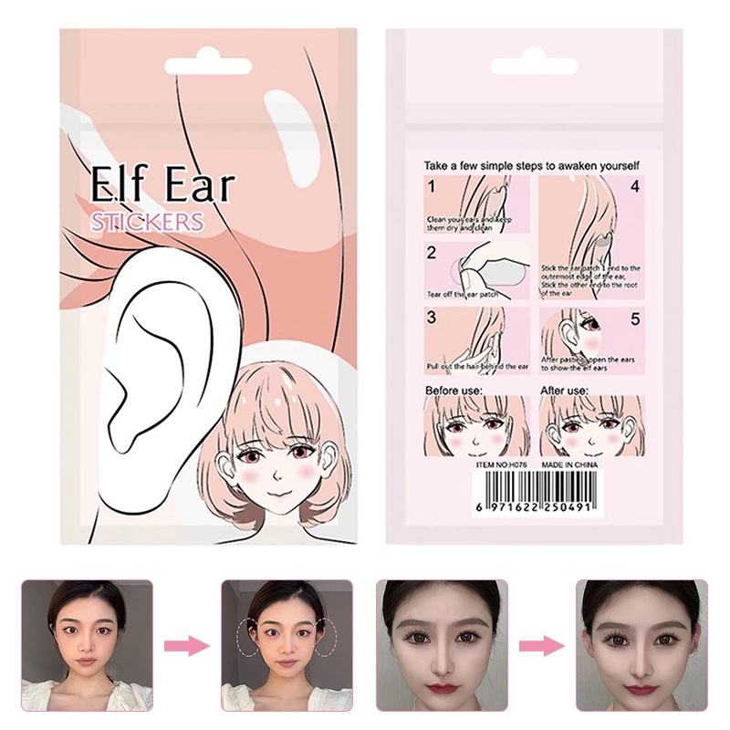 Set 6/12/18/30 Miếng Dán Cố Định Tai Hình Chữ V Trong Suốt