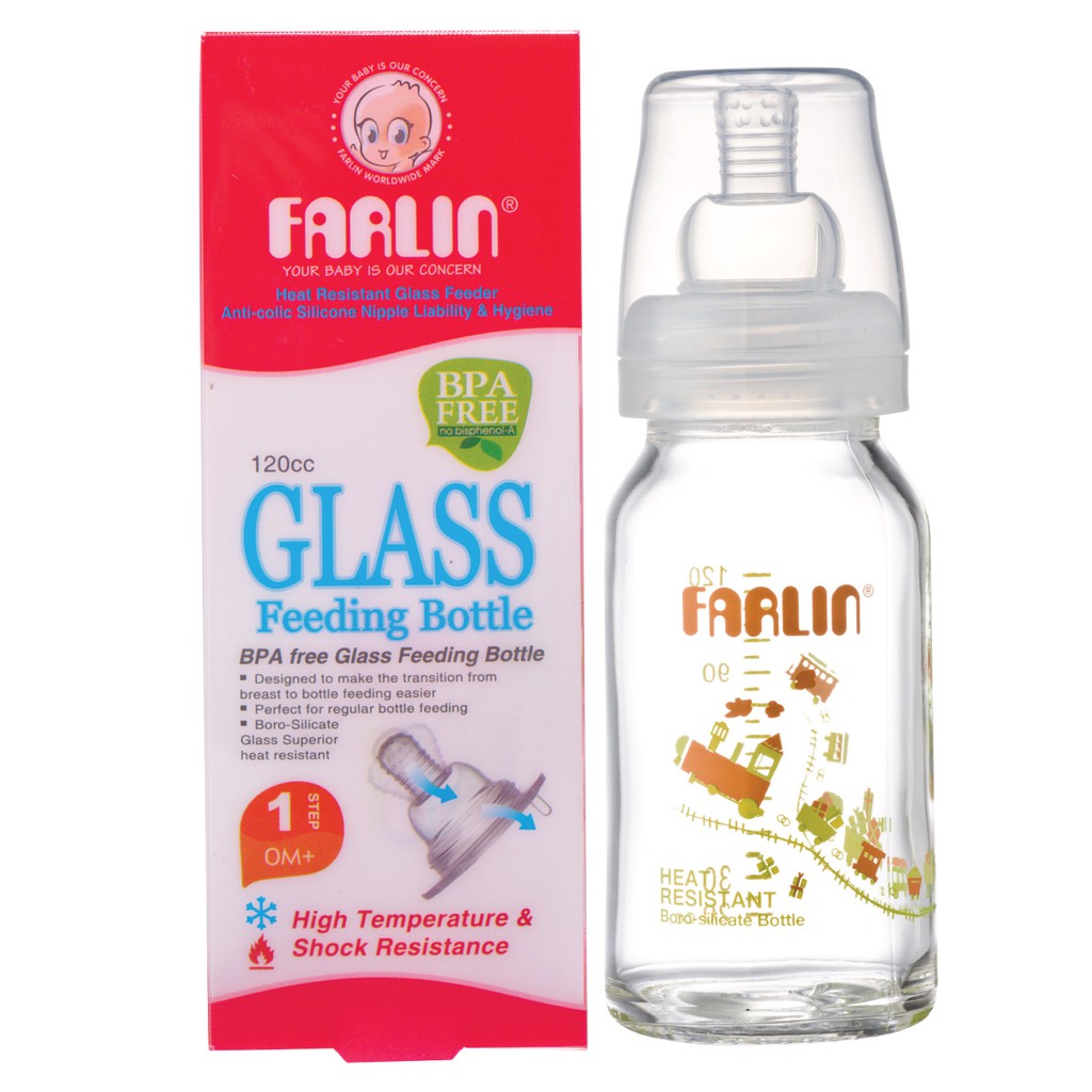 BÌNH SỮA FARLIN 120ML CỔ RỘNG THỦY TINH