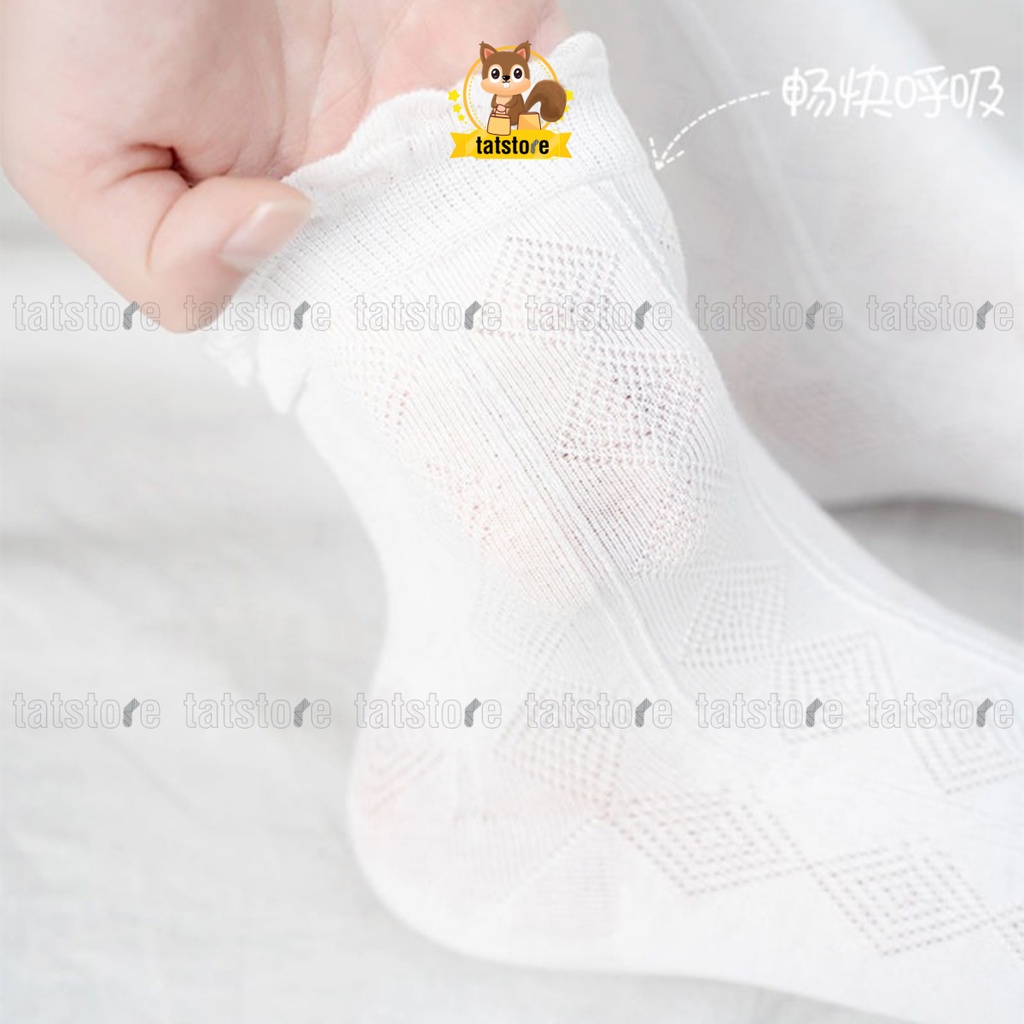 Tất nữ cổ nhún cổ cao màu trắng phong cách tiểu thư Hàn Quốc cute TẤT STORE 2CNF1