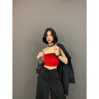 áo ống nhung đỏ