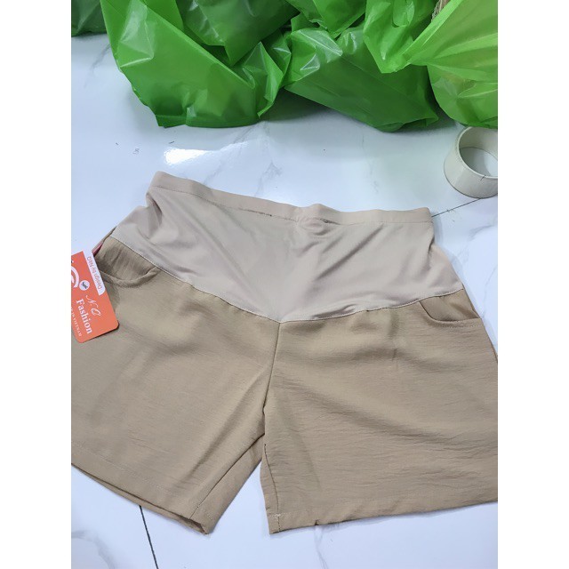 Quần Sooc Bầu chất Đũi cực mát có đỡ bụng và chun chỉnh cho mẹ Bầu mặc nhà và đi chơi SĐX
