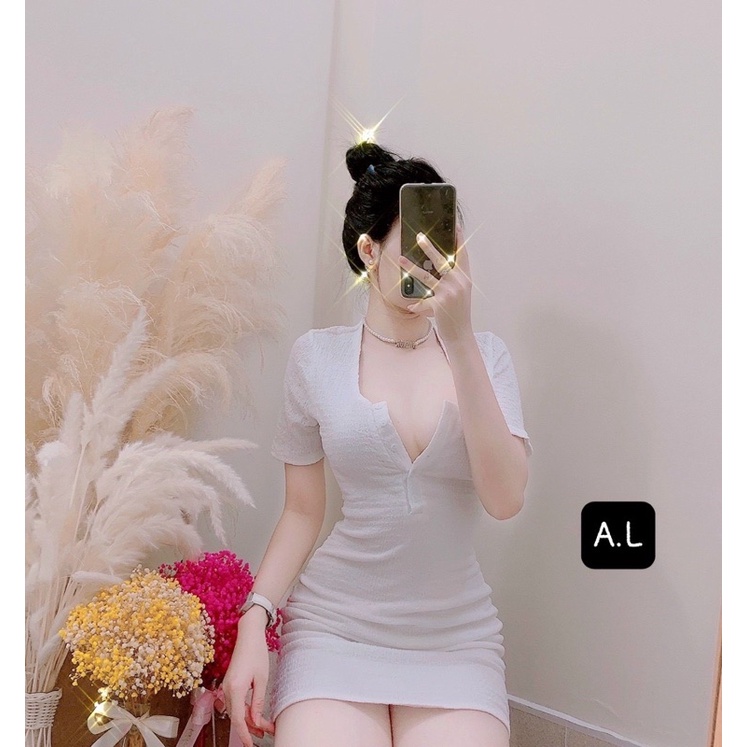[ 𝐅𝐑𝐄𝐄 𝐒𝐇𝐈𝐏 ] Đầm Body Len Xốp Dáng Ngắn Cúc Ngực siêu hot Chất len xốp QC mềm đẹp Hàng may kỹ  Lên chuẩn form mẫu