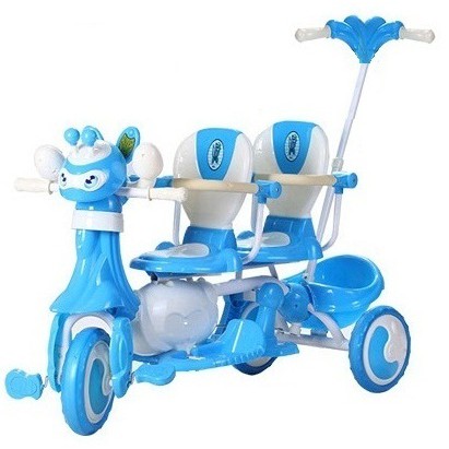 Xe 3 bánh đôi cho bé 2 chổ ngồi có mái che và nhạc