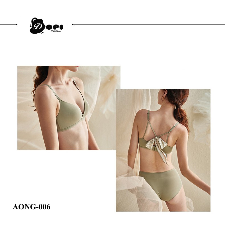 Bộ đồ lót áo ngực và quần lót nữ cao cấp AONG-006 không gọng phối ren