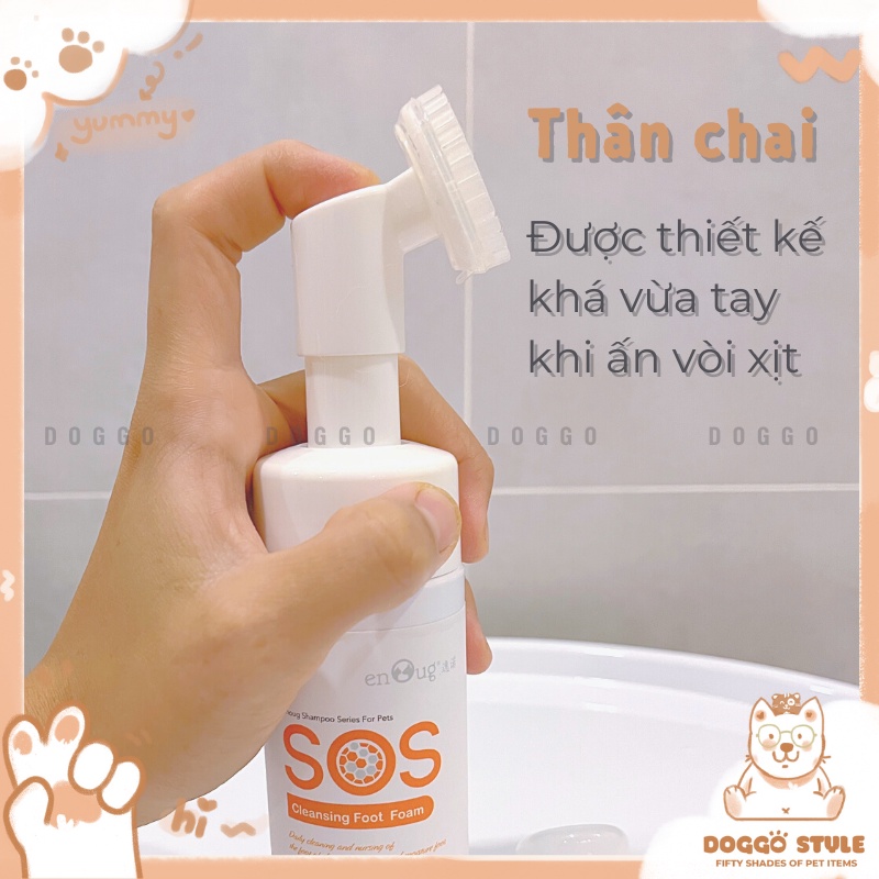 Bọt rửa chân chó mèo, làm sạch kẽ chân cho chó và mèo không cần rửa lại với nước 150Ml SOS kèm bàn chải
