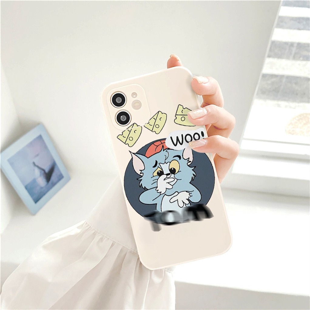 Ốp lưng iphone cạnh vuông Mèo chuột đáng yêu dành cho iphone 6 đến 14promax - E127