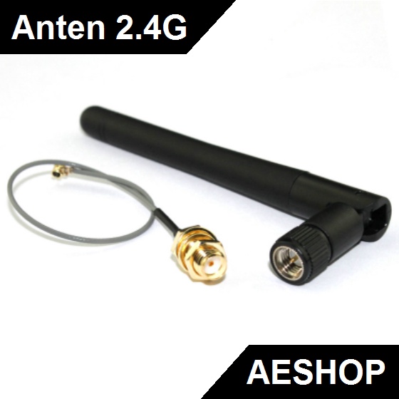 Anten WiFi 2.4GHz 3dBi Đầu SMA Kèm Cáp RF Ipex