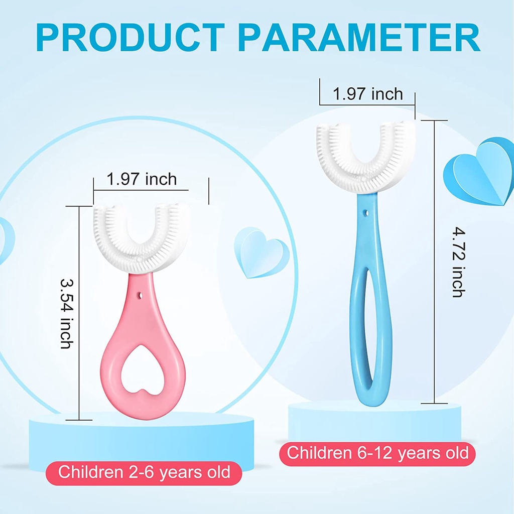 Bàn chải đánh răng hình chữ U bằng silicon dành cho trẻ em từ 2 đến 6 tuổi