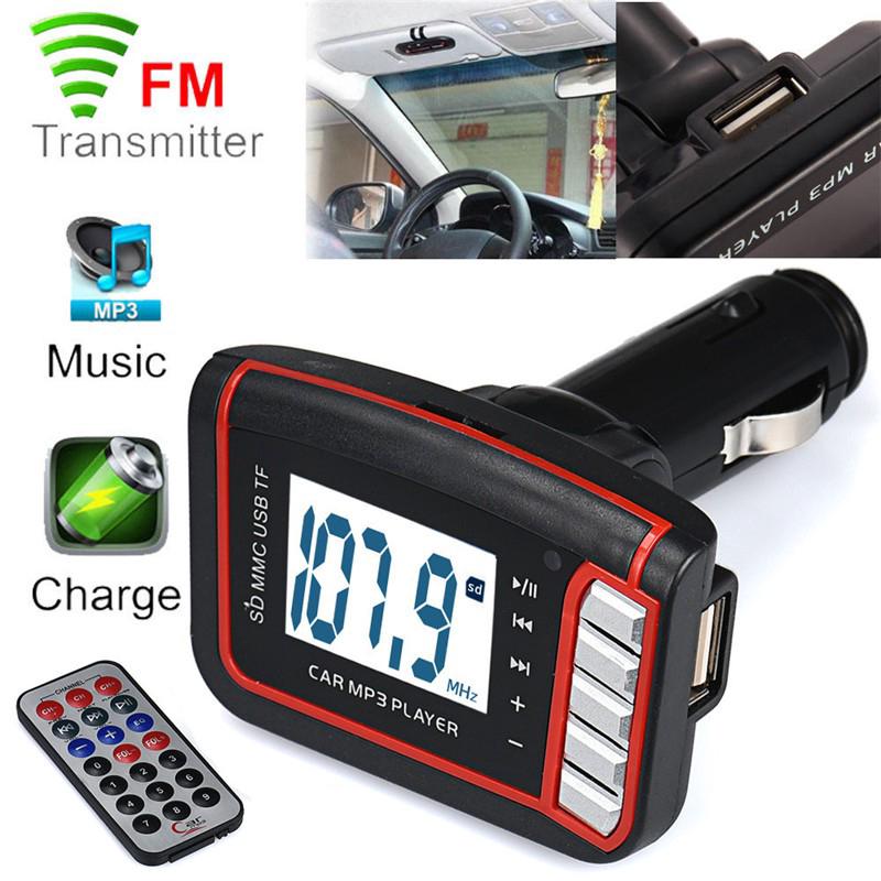 Lcd car auto xe không dây máy phát fm usb sd tf mmc mp3 remote player
