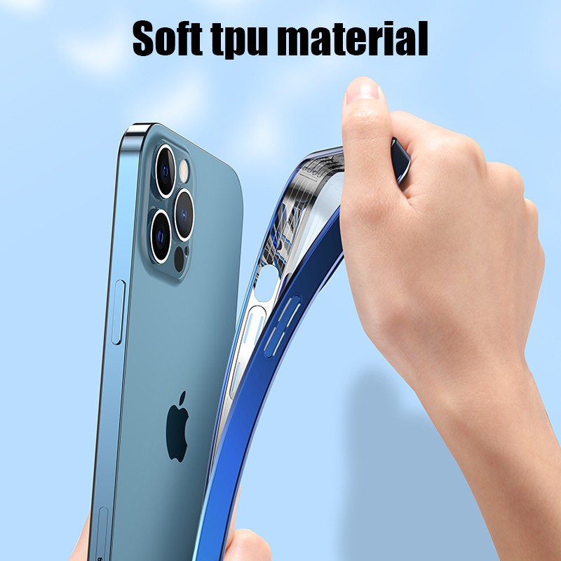 Ốp điện thoại TPU mềm hình vuông viền màu nhiều màu lựa chọn cho iPhone 12 mini pro Max 11
