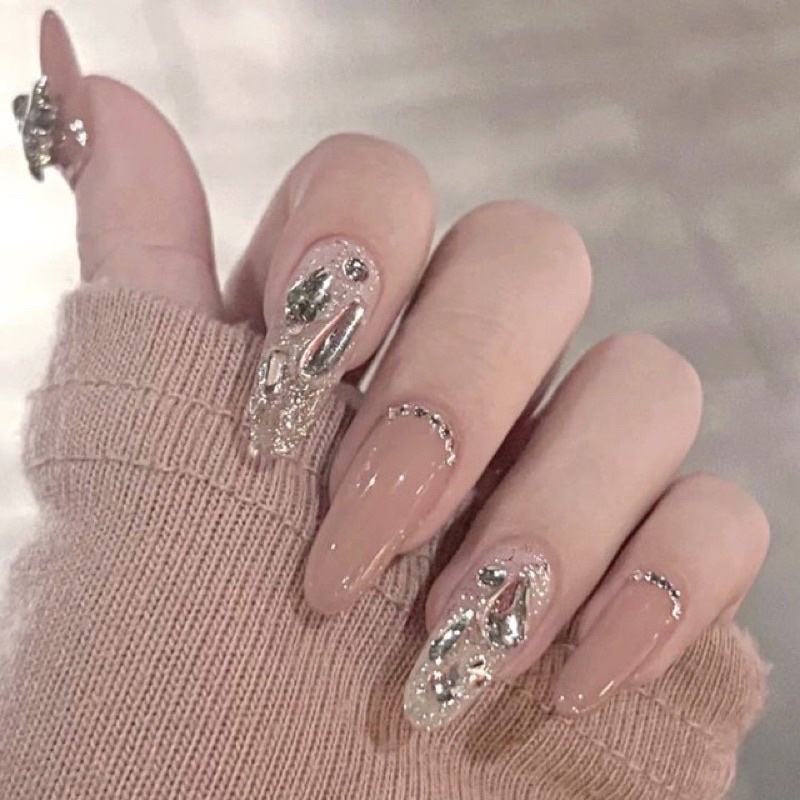 Nail Box thiết kế theo yêu cầu tone thạch đính đá nhẹ nhàng tiểu thư