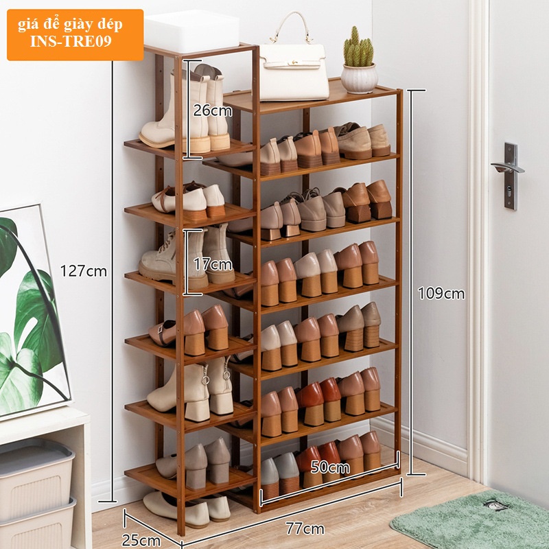 Kệ để giày, Kệ để dép tiện lợi bằng gỗ tre cao cấp