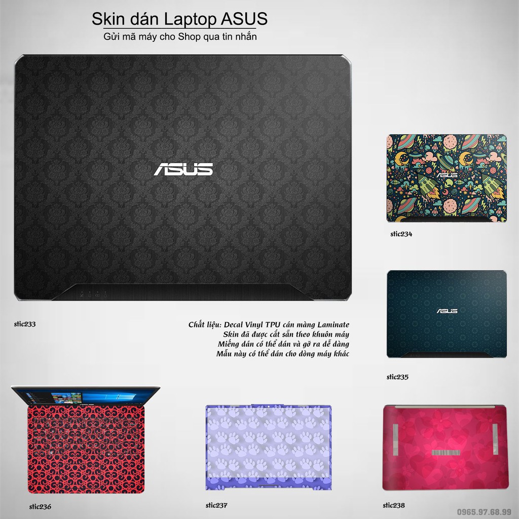 Skin dán Laptop Asus in hình Hoa văn sticker _nhiều mẫu 38 (inbox mã máy cho Shop)