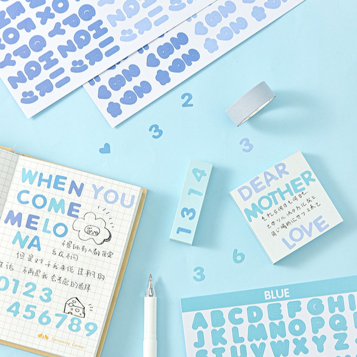 &lt;Video Review&gt; Bộ 2 Tấm Sticker Hình Dán Chữ Cái Trang Trí Sổ Vở Sổ Tay Nhật Ký Điện Thoại M007