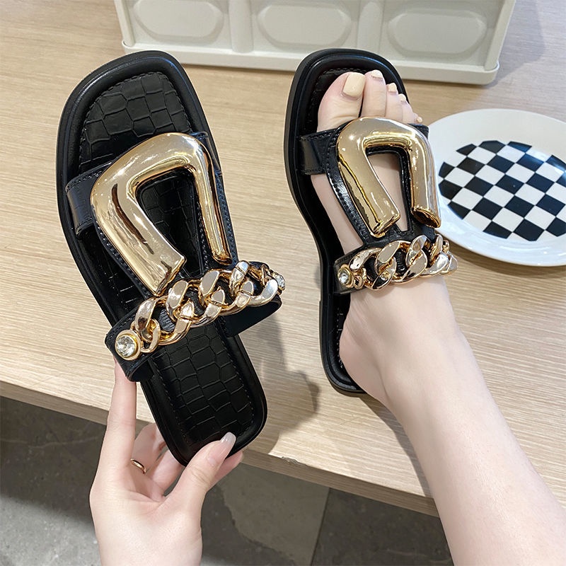 Dép Sandal Đế Xuồng Đính Ngọc Trai Thời Trang Mùa Hè Mới Dễ Phối Đồ