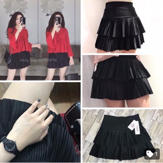 Chân váy xếp li 2 tầng thần thánh quảng châu loại 1