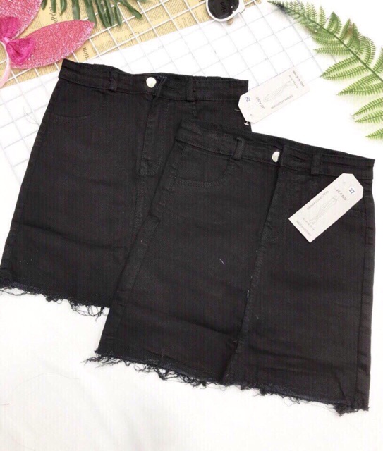 Chân váy jean tua rua UK