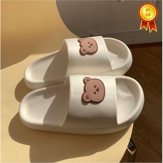 Dép ulzzang quai ngang đế bánh mì mặt gấu siêu nhẹ đi trong nhà nam nữ 2021