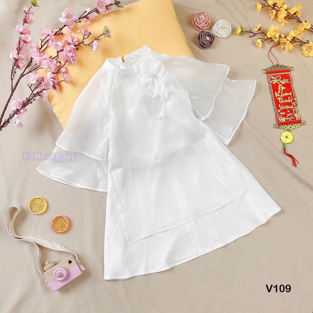 Áo dài cho bé gái ILaby tơ organza [5-8 tuổi]