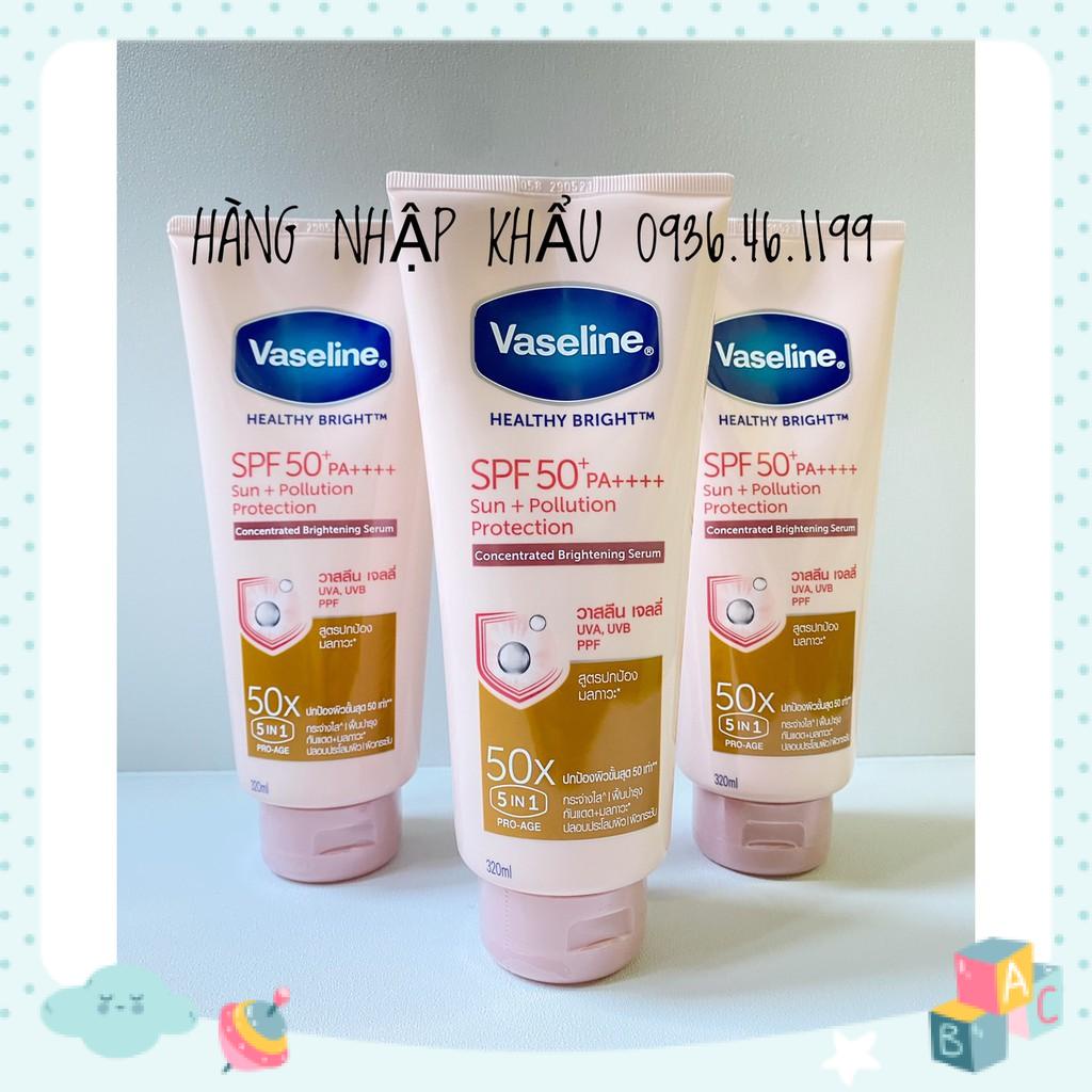 Týp to Sữa Dưỡng Thể trắng da Vaseline 50x SPF 50++ Thái Lan 320ml