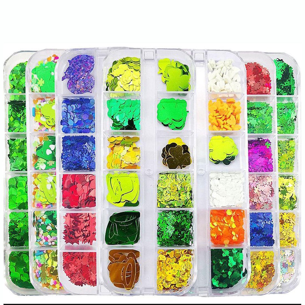 OCEANMAP Phụ Kiện Trang Trí Móng Tay Nghệ Thuật Nhiều Màu Sắc Lấp Lánh Phong Cách Ai-Len DIY