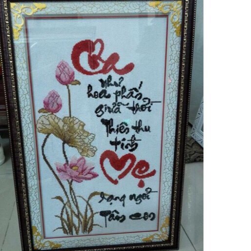 Tranh thêu chữ thập Cha Mẹ 51197  chưa thêu