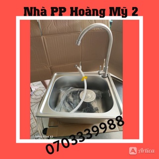 Chậu rửa chén bát 1 hộc inox 42x37 dày 1.5ly