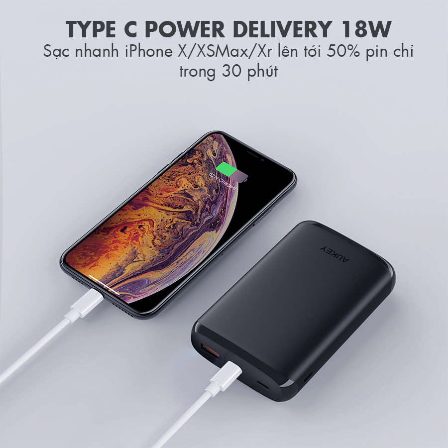 Pin sạc dự phòng AUKEY PB-Y22 Sạc Nhanh Quick Charge 3.0 Kèm Cổng Type C PD 18W | BigBuy360 - bigbuy360.vn