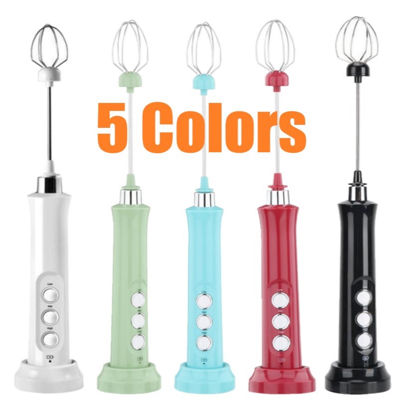 Máy Đánh Sữa Tạo Bọt Cầm Tay 3 Tốc Độ Bằng Thép Không Gỉ Có Thể Sạc Lại Dùng Pha Cà Phê Latte Cappuccino