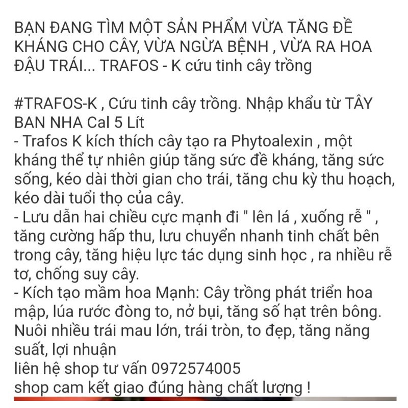 TRAFOSK - Cứu Tinh Cây Trồng , chai 500ml. Nhập khẩu từ TÂY BAN NHA