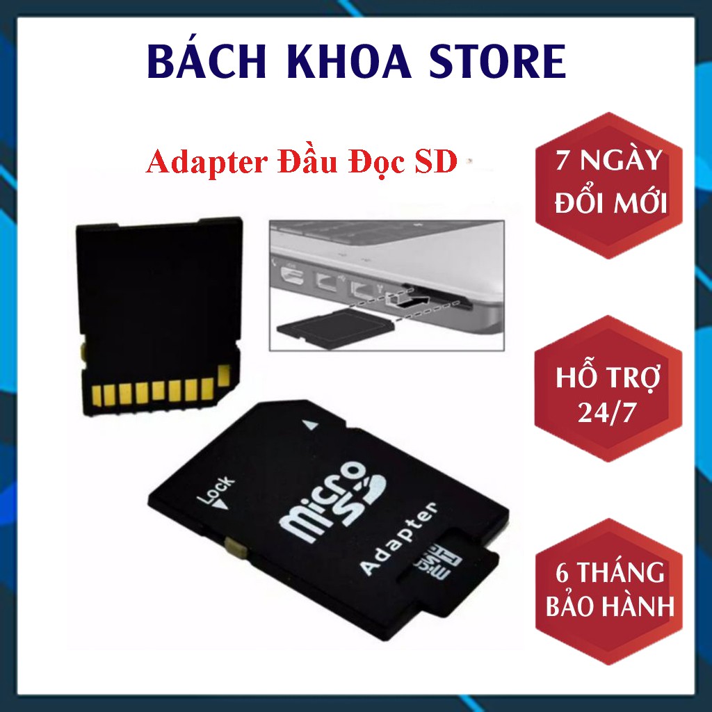 Adapter Đầu Đọc Thẻ Nhớ Chuyển Đổi Thẻ Nhớ Micro SD (TF) Sang SD - Dùng cho Laptop, CAMERA