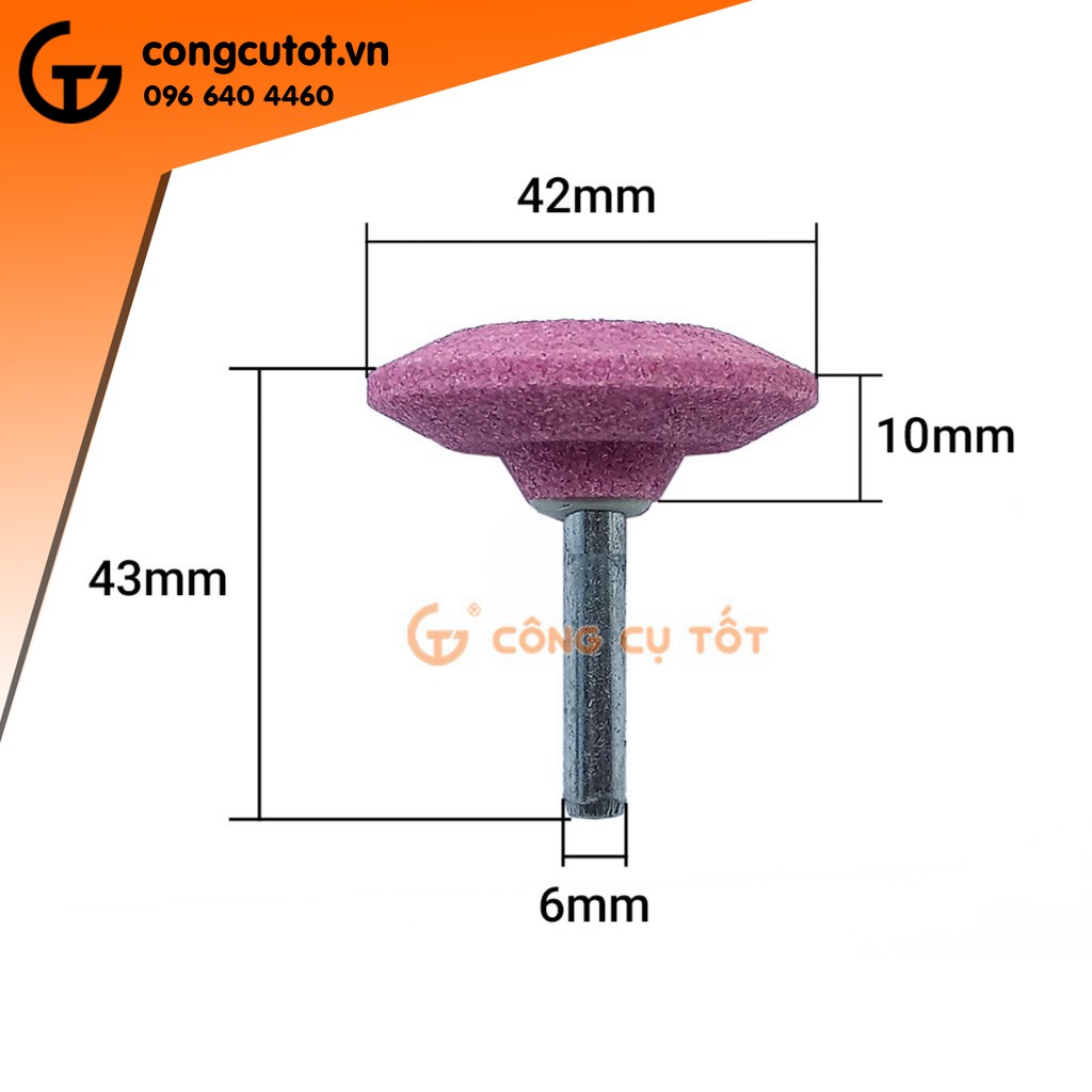Đầu đá mài hình đĩa T vát cạnh cốt 6ly dày 10mm