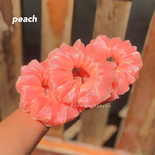 Đồ buộc tóc scrunchies voan phồng 2 lớp thiết kế