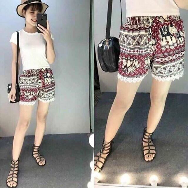 Quần đùi lanh thêm viền ren