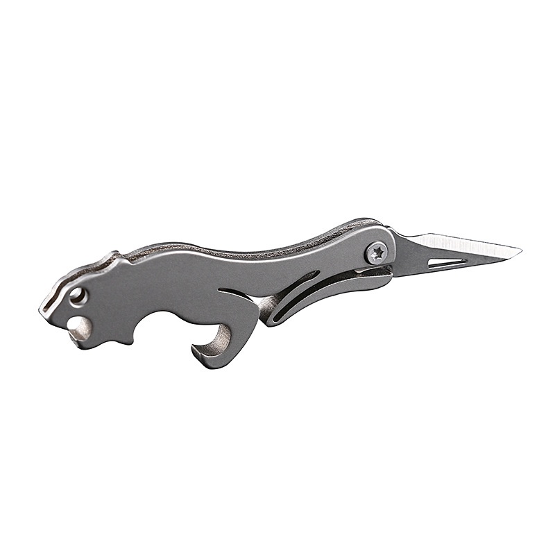 Dao Gấp Nhỏ Hợp Kim Titan Da Báo - Dao Nhỏ Mở Chai Treo Móc Khóa