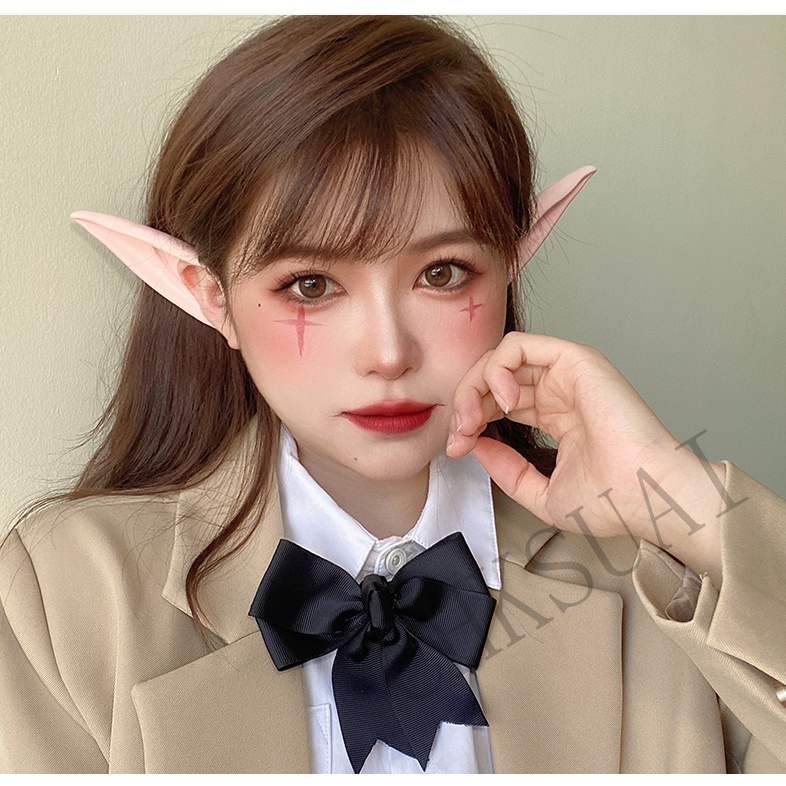 1 Cặp Bông Tai Elf Giả Bằng Latex Mềm Mại Dùng Hóa Trang Halloween / Giáng Sinh