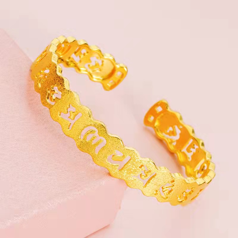 Xinxin trang sức sáu ký tự thần chú mở vòng tay nữ cát vàng trang sức mạ vàng 24k nam nữ vòng tay cặp đôi