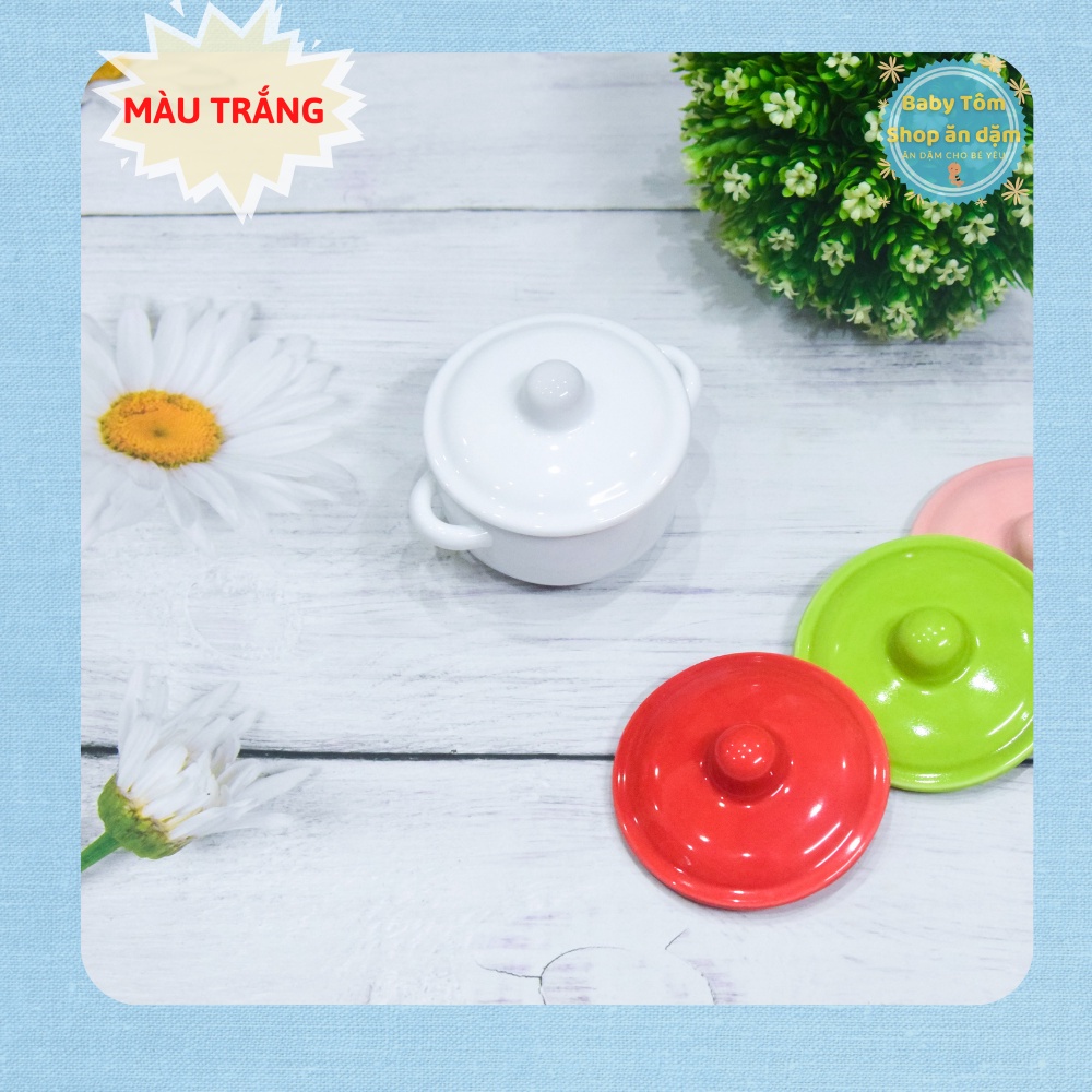 Bát ăn dặm gốm sứ có nắp,chén sứ ăn dặm có nắp NPP Baby Tôm