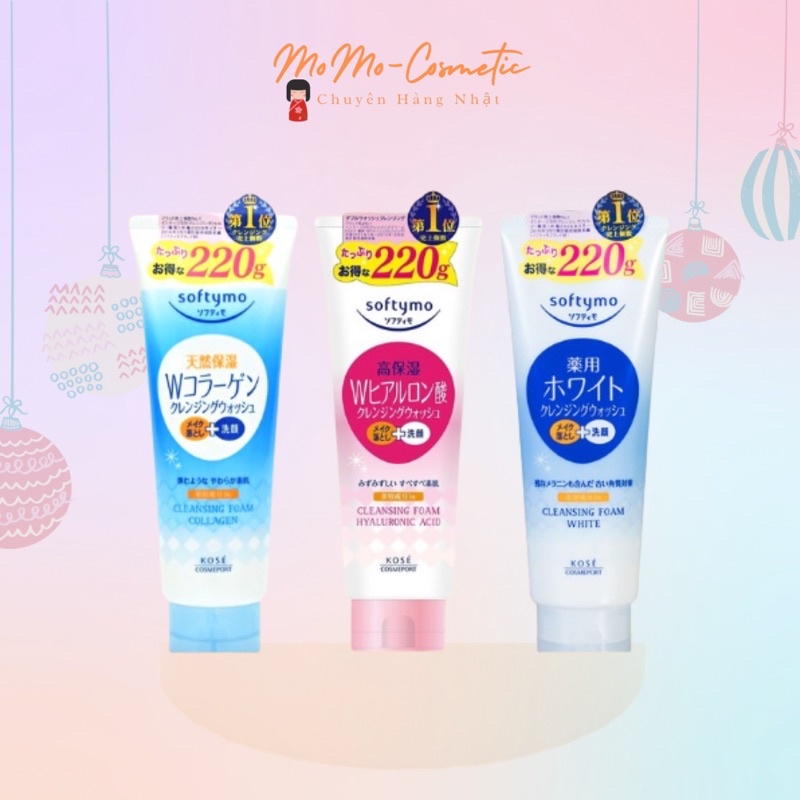 Sữa Rửa Mặt Kose Softymo Nhật Bản 220g sạch sâu dưỡng ẩm trắng da