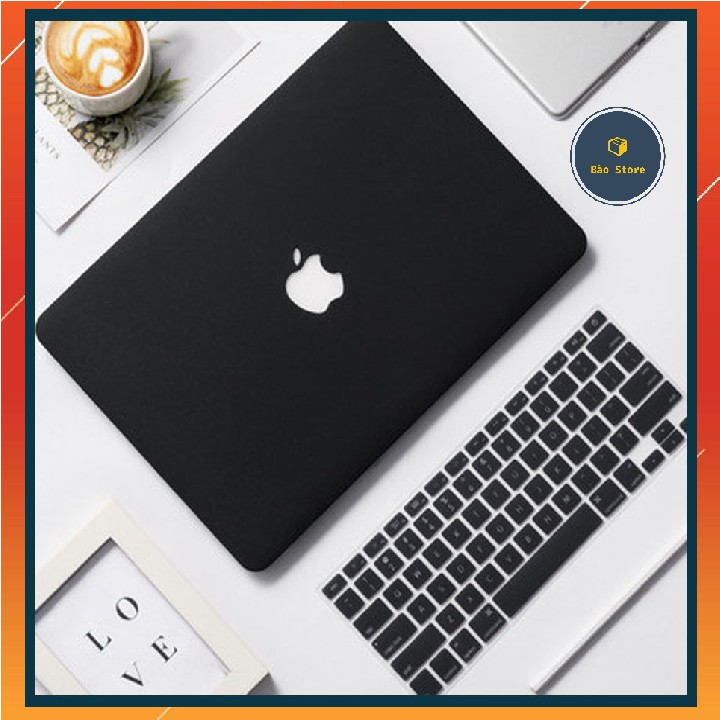 [ TẶNG MIẾNG DÁN MÀN VÀ HÌNH NÚT CHỐNG BỤI ]Ốp MacBook & Phủ Phím MacBook Màu Đen Full Đời Máy