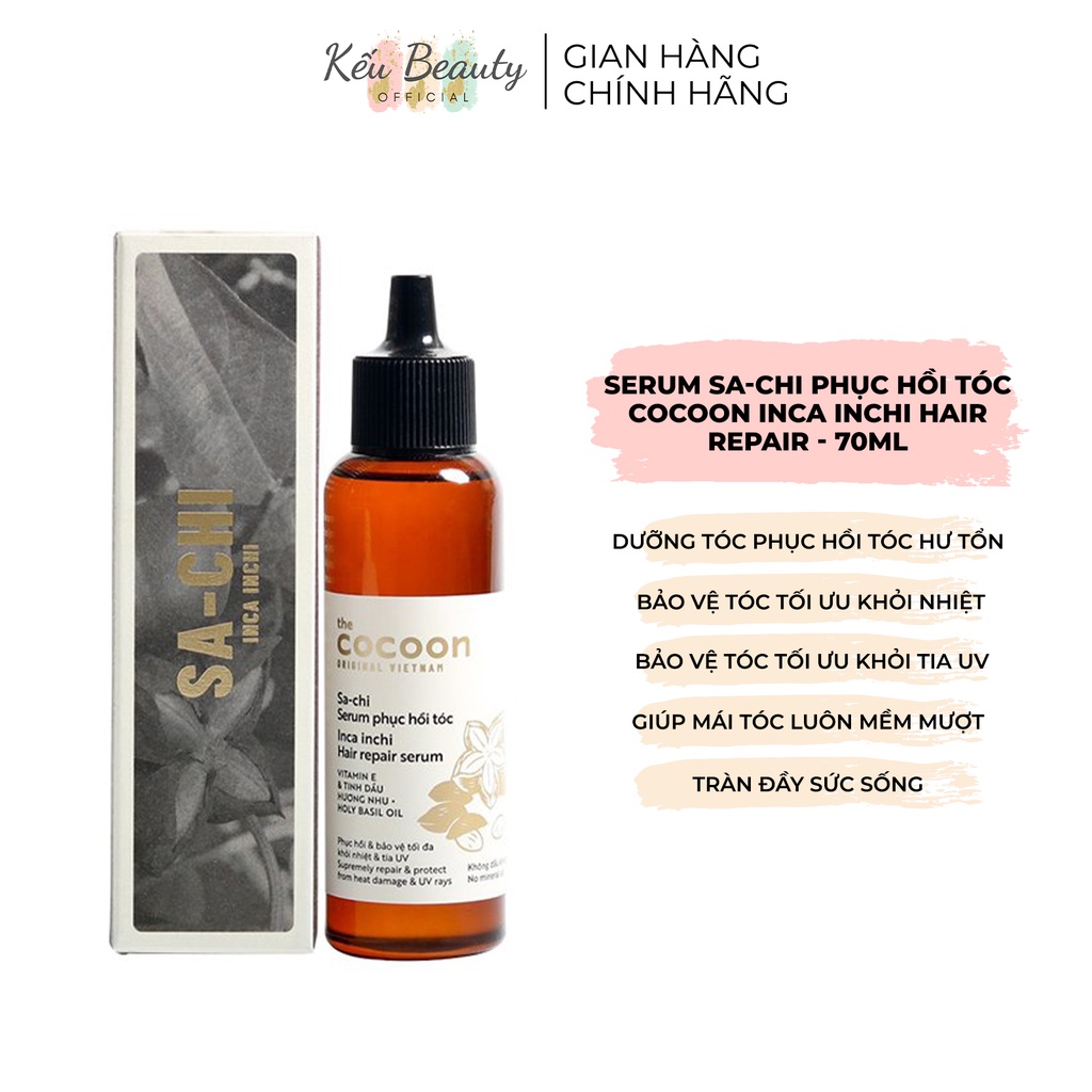 Serum Sa-chi phục hồi tóc Cocoon Sachi Inca inchi hair repair phục hồi và bảo vệ khỏi nhiệt và tia uv 70ml