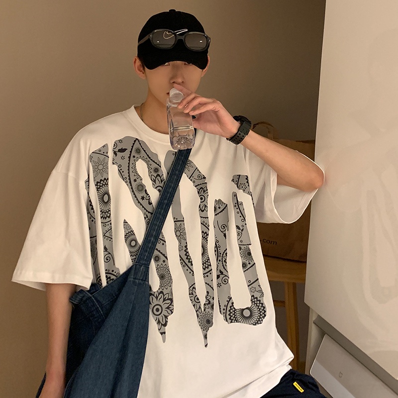 Áo Thun Nam Tay Ngắn In Hình Hoa Trẻ Trung