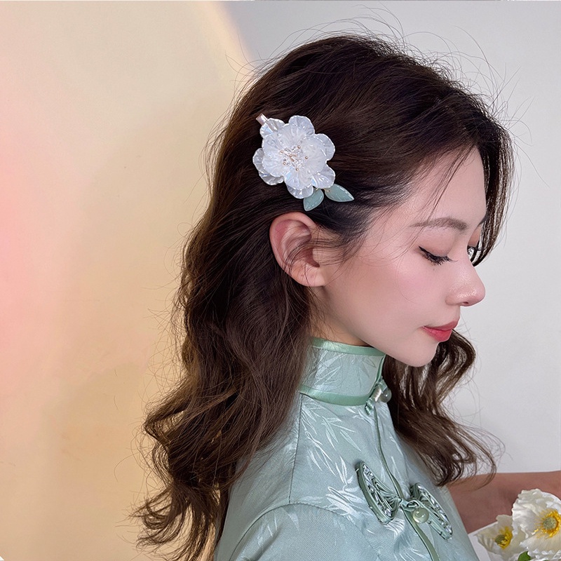 Kẹp Tóc Hoa Trà Thời Trang Pháp Siêu Cổ Tích Cho Nữ