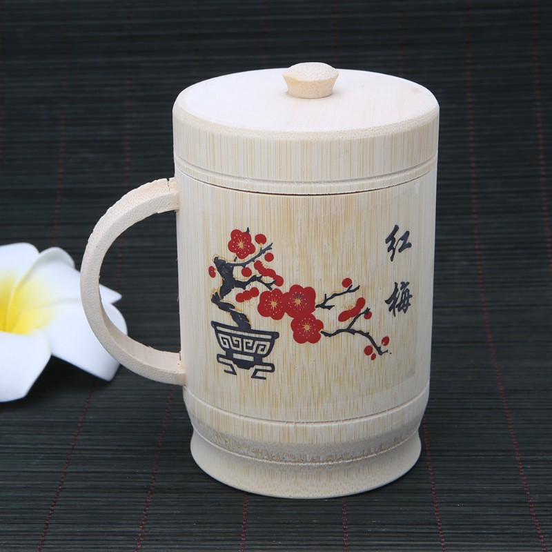 Cốc Uống Trà Có Nắp Bằng Tre Tự Nhiên Phong Cách Trung Hoa